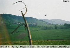 Dassault Mirage fighter jet, Swiss Air Force, making passes of Semjase's beamship, 26th April 1976.